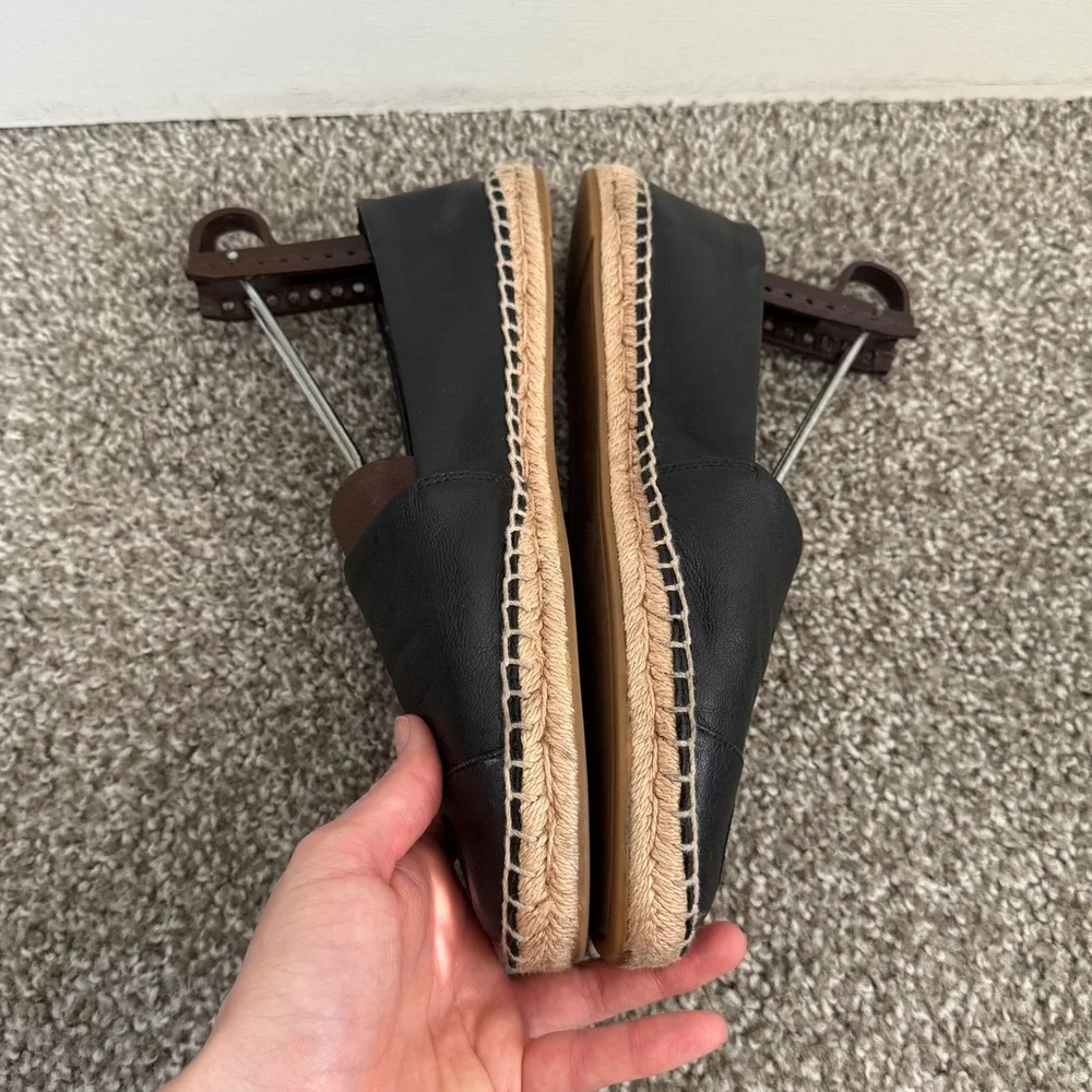 Tory Burch Black Nappa Leather Color Slip On Espadrille‎ Flats 9.5 Quiet Luxury